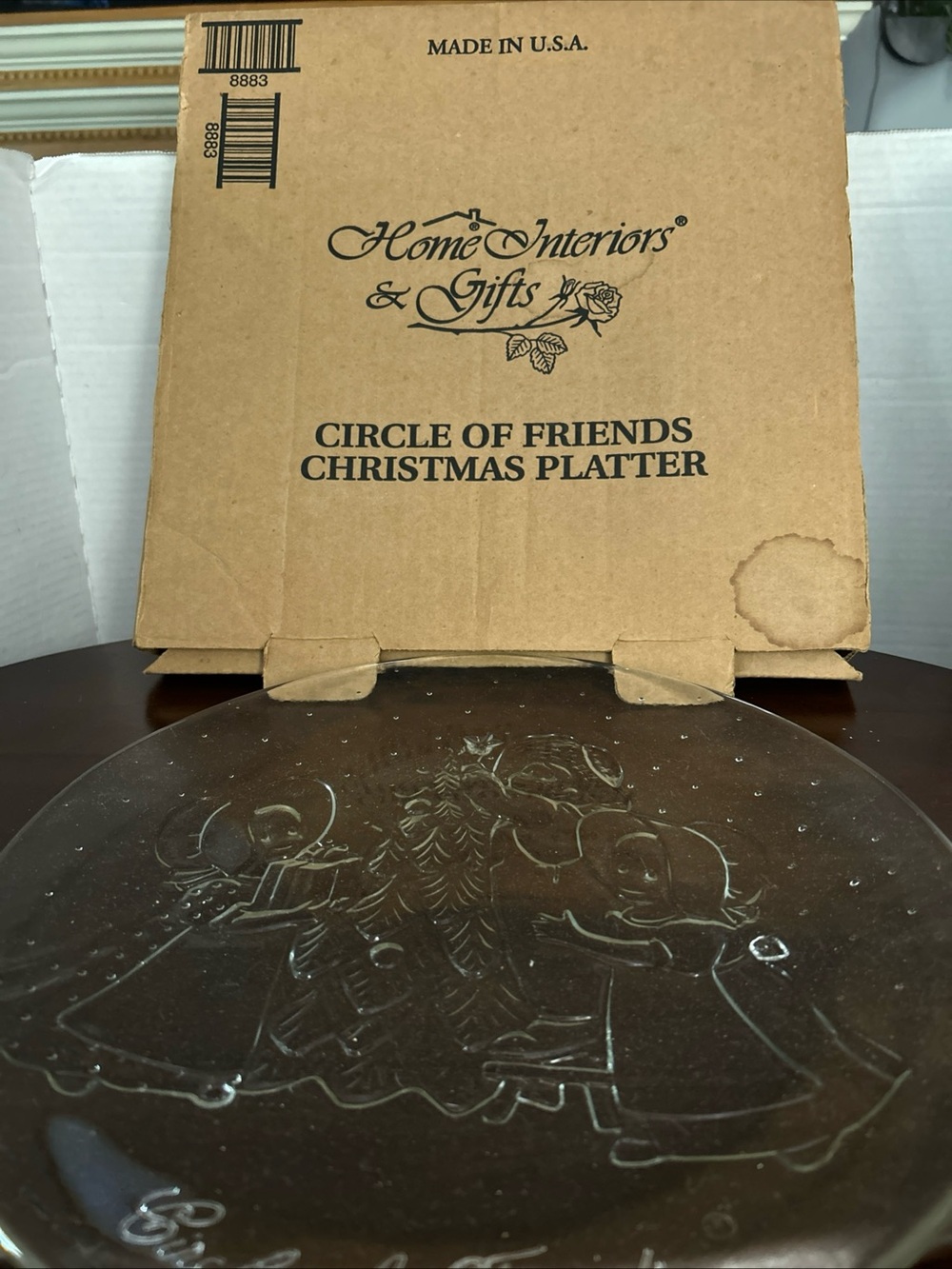 Home Interiors Vtg “Circle of friends” cookie press glass platter